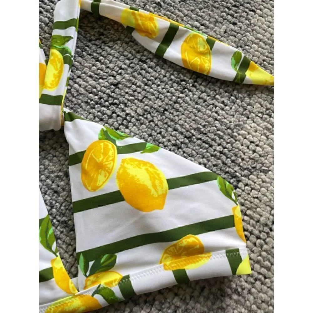 Aerie Lemon High Neck Bikini Swim Top